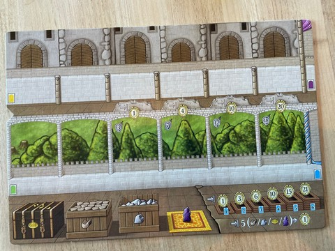 Player board for Lorenzo il Magnifico. It looks pretty empty, doesn't it?