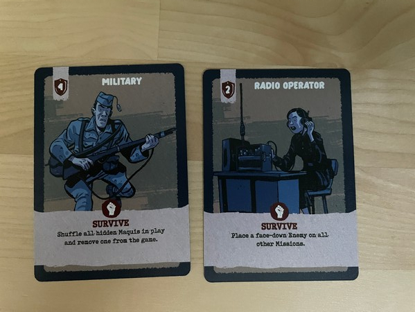 Two enemies cards in the Resist game