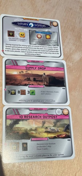Terraforming Mars - Saturn Systems and 2 Prelude cards
