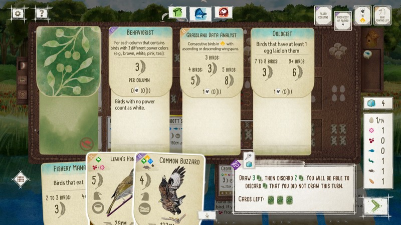 Wingspan Oceania app - Bonus Cards