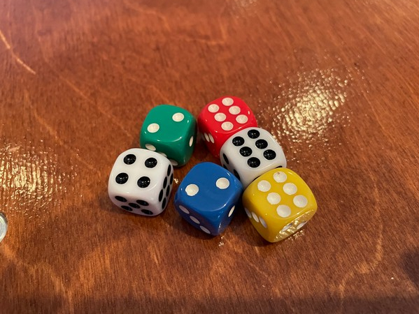 Qwixx - Dice (2 white, 1 red, yellow, blue and green die)