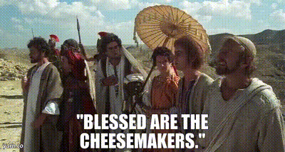 Blessed are the Cheesemakers gif - From Monty Python: The Life of Brian